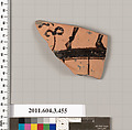 Terracotta fragment of a neck-amphora (jar), Terracotta, Greek, Attic