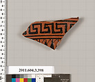 Terracotta fragment of a neck-amphora (jar), Terracotta, Greek, Attic