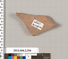 Terracotta fragment of a neck-amphora (jar), Terracotta, Greek, Attic