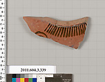 Terracotta fragment of a neck-amphora (jar), Terracotta, Greek, Attic