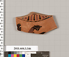 Terracotta fragment of a neck-amphora (jar), Terracotta, Greek, Attic