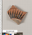 Terracotta fragment of a neck-amphora (jar), Terracotta, Greek, Attic