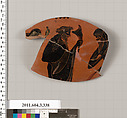 Terracotta fragment of a neck-amphora (jar), Terracotta, Greek, Attic