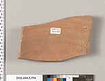 Terracotta fragment of a neck-amphora (jar), Terracotta, Greek, Attic