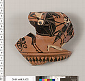 Terracotta fragment of a neck-amphora (jar), Terracotta, Greek, Attic