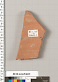 Terracotta fragment of a neck-amphora (jar), Terracotta, Greek, Attic