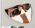 Terracotta fragment of an amphora (jar), Terracotta, Greek, Attic