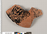 Terracotta fragment of a neck-amphora of Panathenaic shape, Terracotta, Greek, Attic