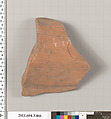 Terracotta fragment of an amphora (jar), Terracotta, Greek, Attic