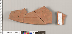 Terracotta fragments of a neck-amphora (jar), Terracotta, Greek, Attic