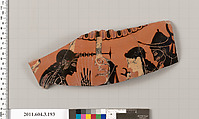 Terracotta fragment of a neck-amphora (jar), Terracotta, Greek, Attic