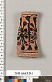 Terracotta fragment of a neck-amphora (jar), Terracotta, Greek, Attic