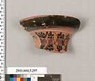Terracotta fragment of a neck-amphora (jar), Terracotta, Greek, Attic