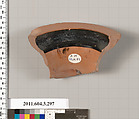 Terracotta fragment of a neck-amphora (jar), Terracotta, Greek, Attic