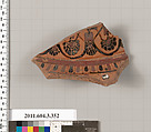 Terracotta fragment of a neck-amphora (jar), Terracotta, Greek, Attic