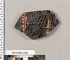 Terracotta fragment of a column-krater (bowl for mixing wine and water), Terracotta, Greek, Attic