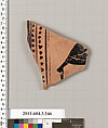 Terracotta fragment of a column-krater (bowl for mixing wine and water), Terracotta, Greek, Attic