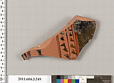 Terracotta fragment of a column-krater (bowl for mixing wine and water), Terracotta, Greek, Attic