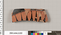 Terracotta fragment of a column-krater (bowl for mixing wine and water), Terracotta, Greek, Attic