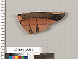 Terracotta fragment of a column-krater (bowl for mixing wine and water), Terracotta, Greek, Attic