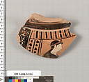 Terracotta fragment of a column-krater (bowl for mixing wine and water), Terracotta, Greek, Attic