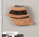 Terracotta fragment of a column-krater (bowl for mixing wine and water), Terracotta, Greek, Attic