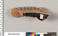 Terracotta fragment of a column-krater (bowl for mixing wine and water), Terracotta, Greek, Attic