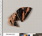 Terracotta fragment of a column-krater (bowl for mixing wine and water), Terracotta, Greek, Attic