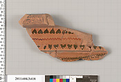 Terracotta fragment of a calyx-krater (bowl for mixing wine and water), Terracotta, Greek, Attic
