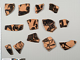 Terracotta fragments of a neck-amphora (jar), Terracotta, Greek, Attic