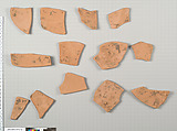 Terracotta fragments of a neck-amphora (jar), Terracotta, Greek, Attic