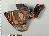 Terracotta fragment of a column-krater (bowl for mixing wine and water), Terracotta, Greek, Attic