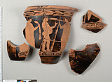 Terracotta fragments of a bell-krater (bowl for mixing wine and water), Terracotta, Greek, Attic