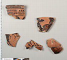 Terracotta fragments of a calyx-krater (bowl for mixing wine and water), Terracotta, Greek, Attic
