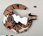Terracotta fragment of a kylix (drinking cup), Attributed to the Colmar Painter [Robert Guy], Terracotta, Greek, Attic