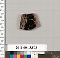 Terracotta fragment of a column-krater (bowl for mixing wine and water), Terracotta, Greek, Attic