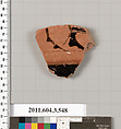 Terracotta fragment of a column-krater (bowl for mixing wine and water), Terracotta, Greek, Attic