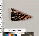 Terracotta fragment of a column-krater (bowl for mixing wine and water), Terracotta, Greek, Attic
