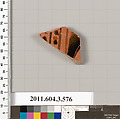 Terracotta fragment of a column-krater (bowl for mixing wine and water), Terracotta, Greek, Attic
