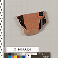 Terracotta fragment of a calyx-krater (bowl for mixing wine and water) or column-krater (bowl for mixing wine and water), Terracotta, Greek, Attic