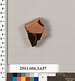 Terracotta fragment of a calyx-krater (bowl for mixing wine and water) or column-krater (bowl for mixing wine and water), Terracotta, Greek, Attic