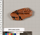 Terracotta fragment of a stamnos (jar), Terracotta, Greek, Attic