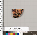 Terracotta fragment of a lekythos (oil flask), Terracotta, Greek, Attic