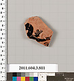 Terracotta fragment of a lekythos (oil flask), Terracotta, Greek, Attic