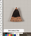 Terracotta fragment of a lid, Terracotta, Greek, Attic
