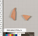 Terracotta fragments of a neck-amphora (jar), Terracotta, Greek, Attic