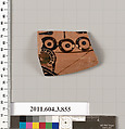 Terracotta fragment of a lekythos (oil flask), Terracotta, Greek, Attic