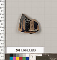 Terracotta fragment of a lekythos (oil flask), Terracotta, Greek, Attic