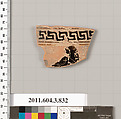 Terracotta fragment of a lekythos (oil flask), Terracotta, Greek, Attic