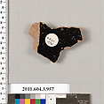 Terracotta fragment of a lekanis lid (covered dish), Terracotta, Greek, Attic